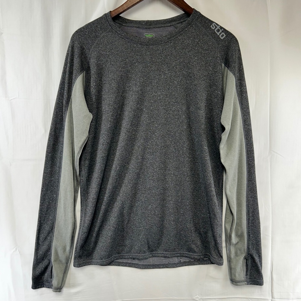 Stio Performance Shirt Mens Medium Gray Long Sleeve Thumbhole 2365F18